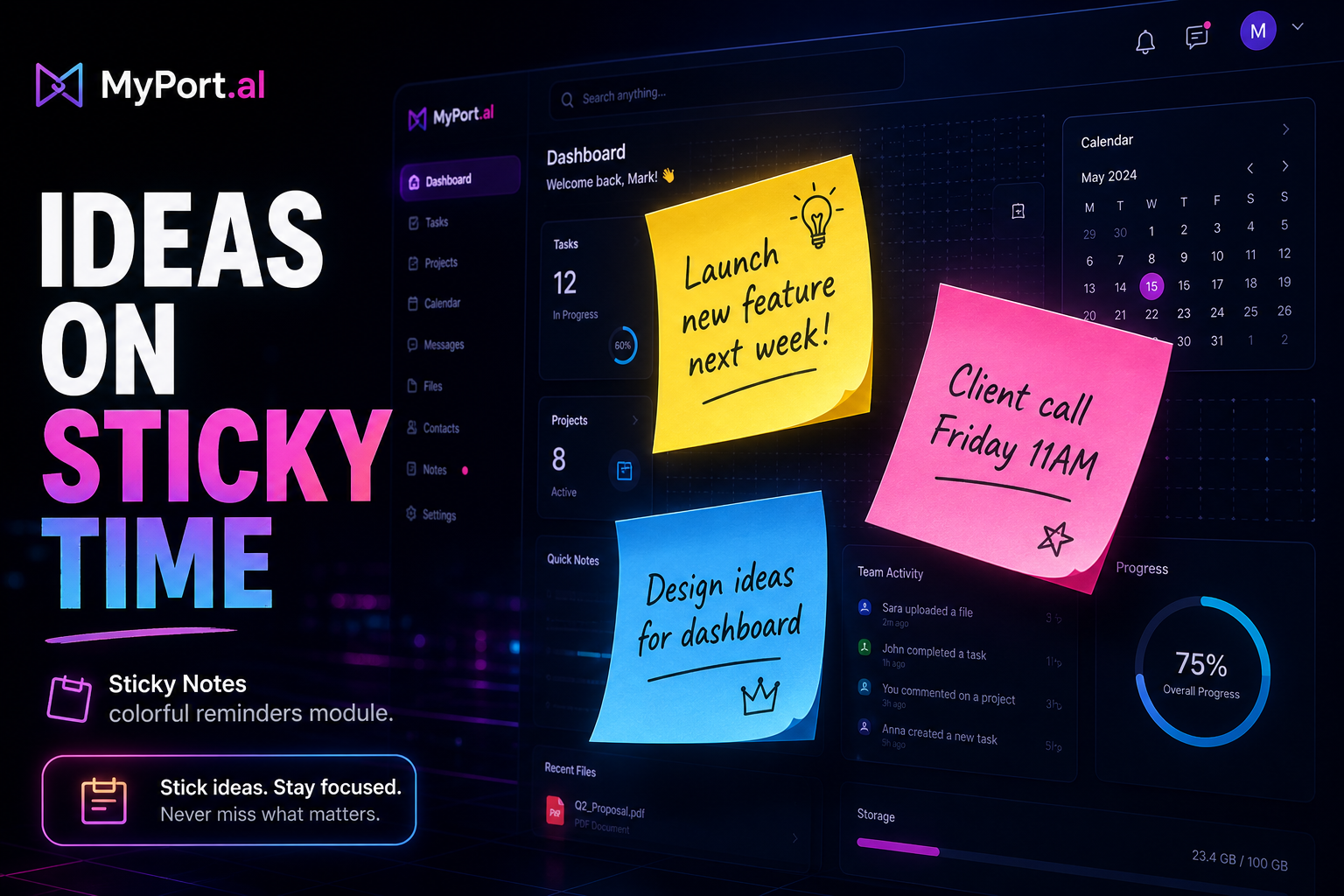 Sticky Notes Module: Colorful Reminders at a Glance