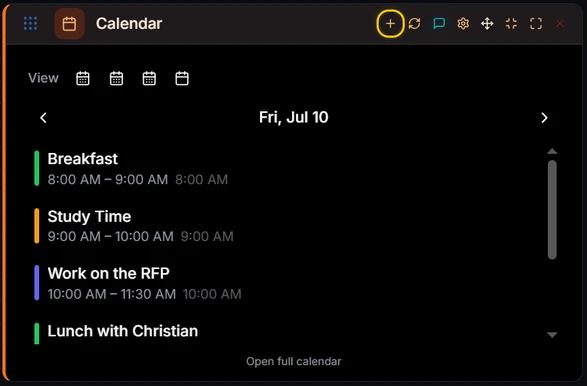 Calendar preview