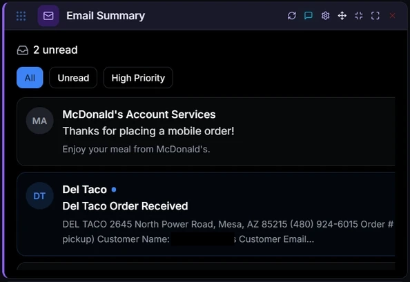 Email preview