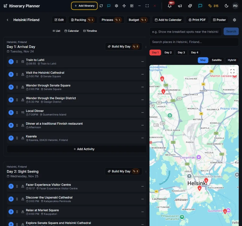 Itineraries preview