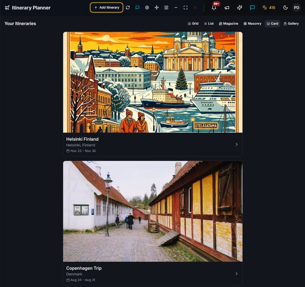 Itineraries preview