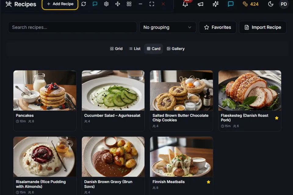 Recipes preview